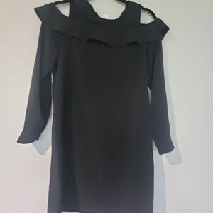 Never worn black long sleeve open shoulder dress